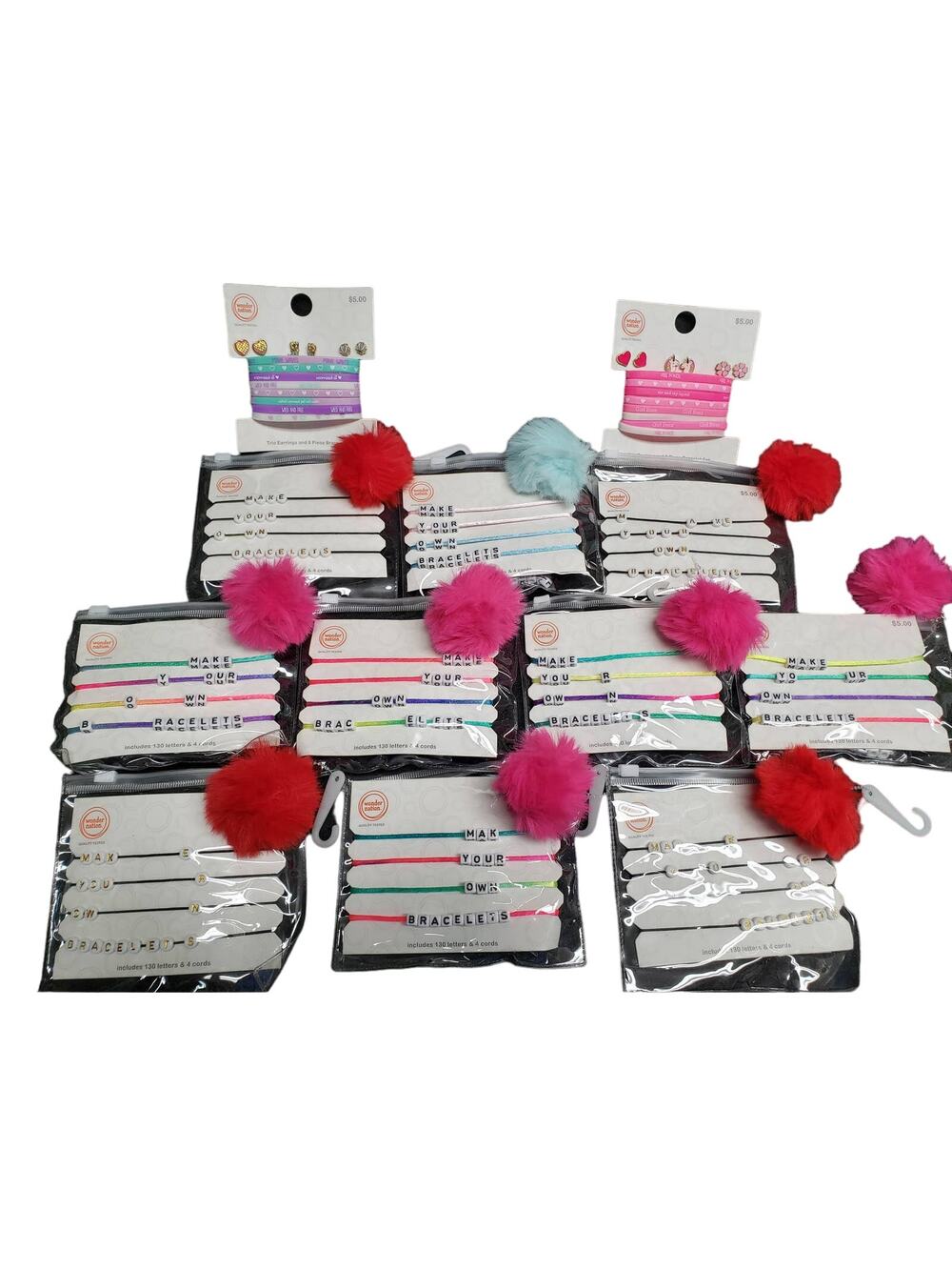Make Your Own Bracelets (10) & Earring Bracelet Jewelry Set (2) Heart & Unicorn